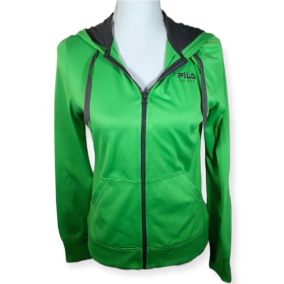 FILA GREEN ZIP FRONT ATHLETIC HOODIE SZ.XS EUC - Picture 1 of 8